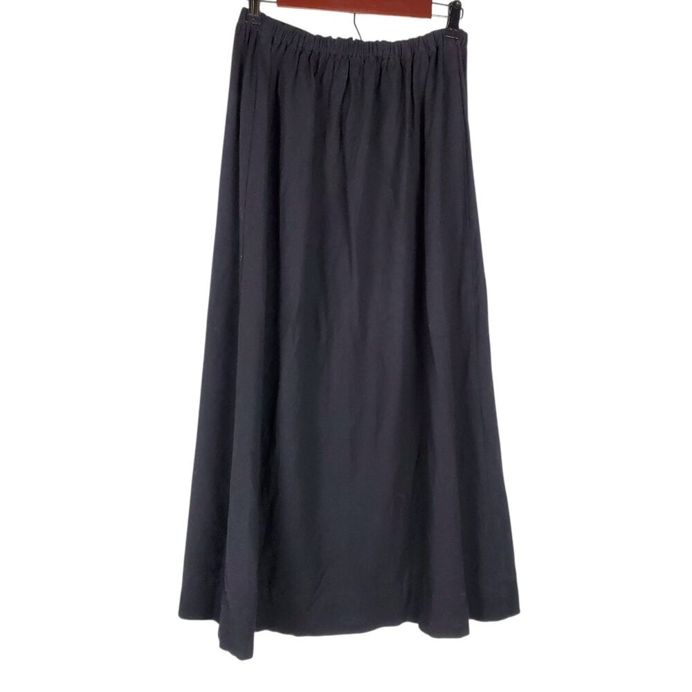 Krista Larson Long Black Skirt S/M/L Elastic Waist Pull On Layering Maxi